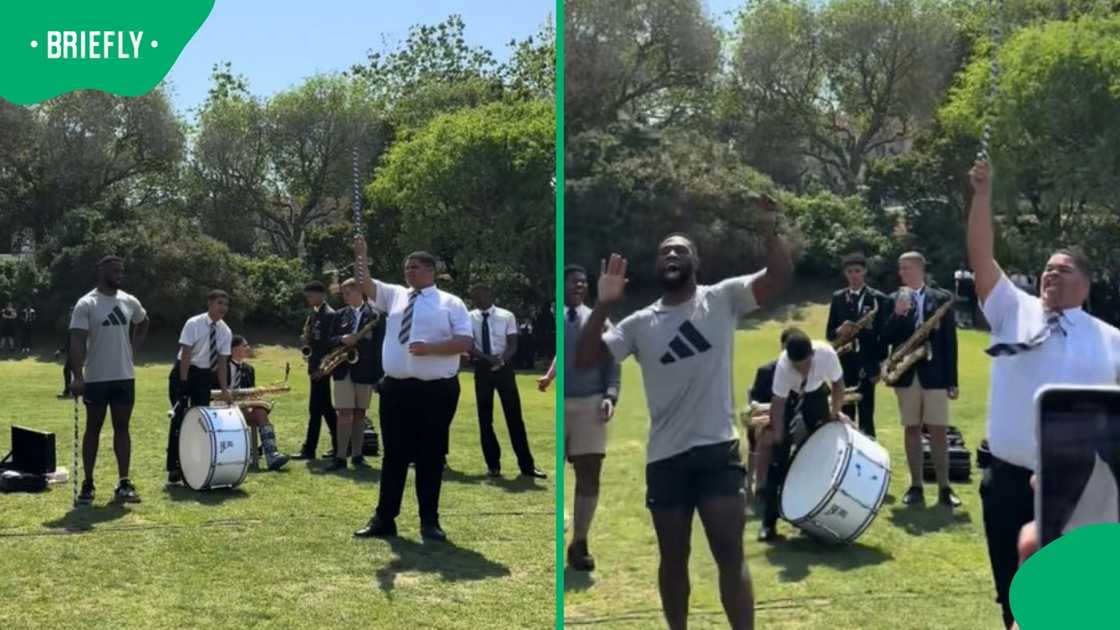 Siya Kolisi and learners from Wynberg Boys' High School. Siya Kolisi and learners from Wynberg Boys' High School.
