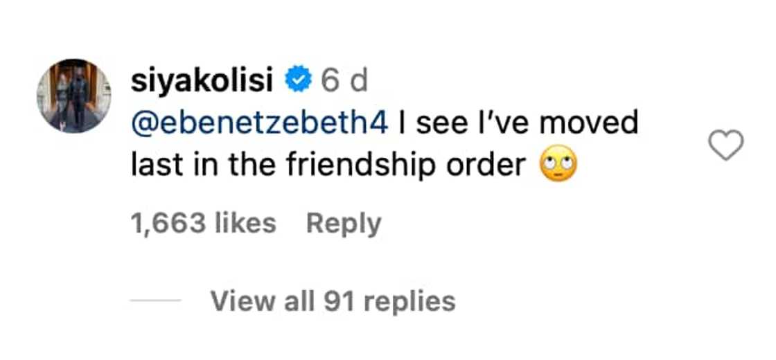 Siya Kolisi comments on Instagram post Siya Kolisi comments on Instagram post