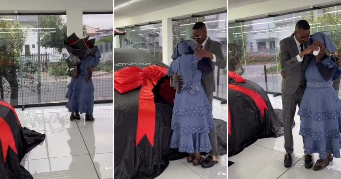 Loving son surprises mom with new car Loving son surprises mom with new car