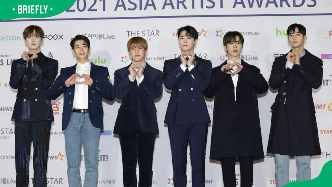 ASTRO members at the Asia Artist Awards 2021 at KBS Arena Hall on 2 December 2021 in Seoul, South Korea.