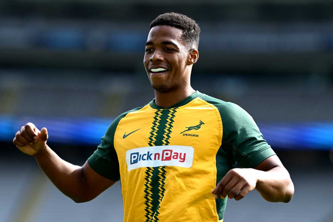 Springboks star Grant Williams warms up at Eden Park in Auckland, New Zealand Springboks star Grant Williams warms up at Eden Park in Auckland, New Zealand