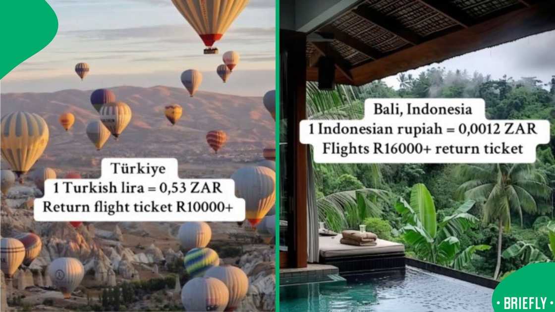 The image on the left showed the estimation of return flights from South Africa to Turkey