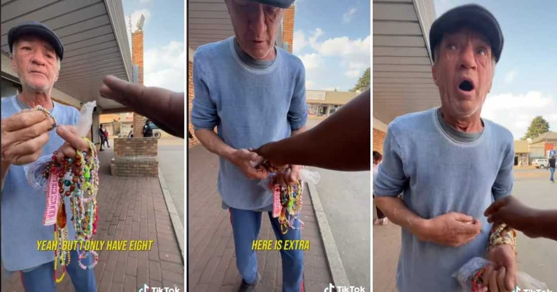 BI Phakathi gave a man selling beads a wonderful gift. BI Phakathi gave a man selling beads a wonderful gift.