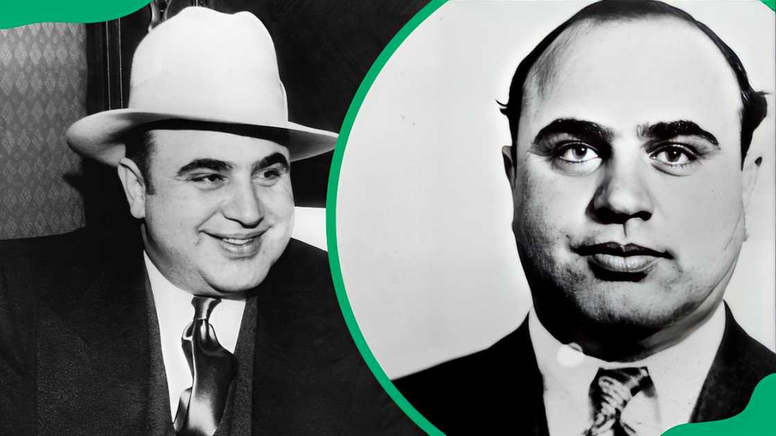 Al Capone in Chicago, Illinois on 1 January 1930 (L). The king of gangsters Al Capone in Chicago (R).