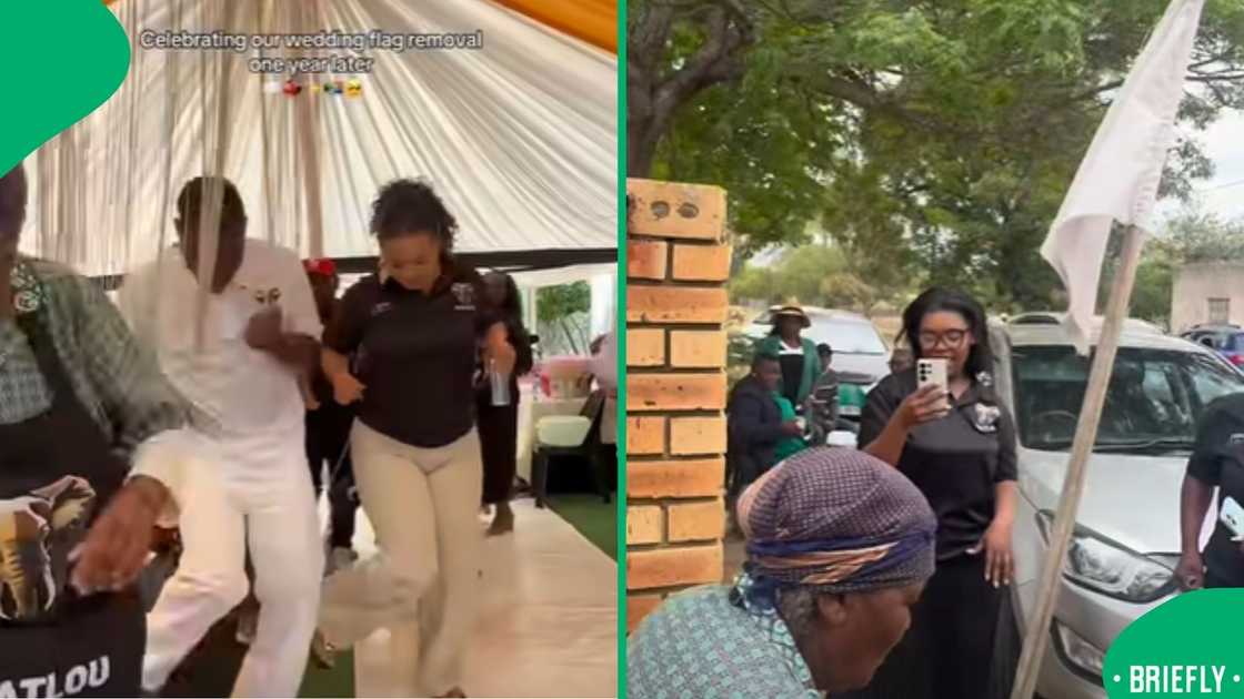 Screenshot showing the flag being removed as part of the one-year celebration Screenshot showing the flag being removed as part of the one-year celebration