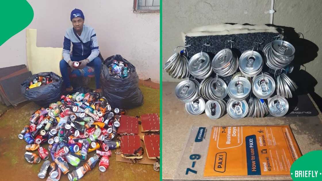 A man recycled cans as a side hustle. A man recycled cans as a side hustle.
