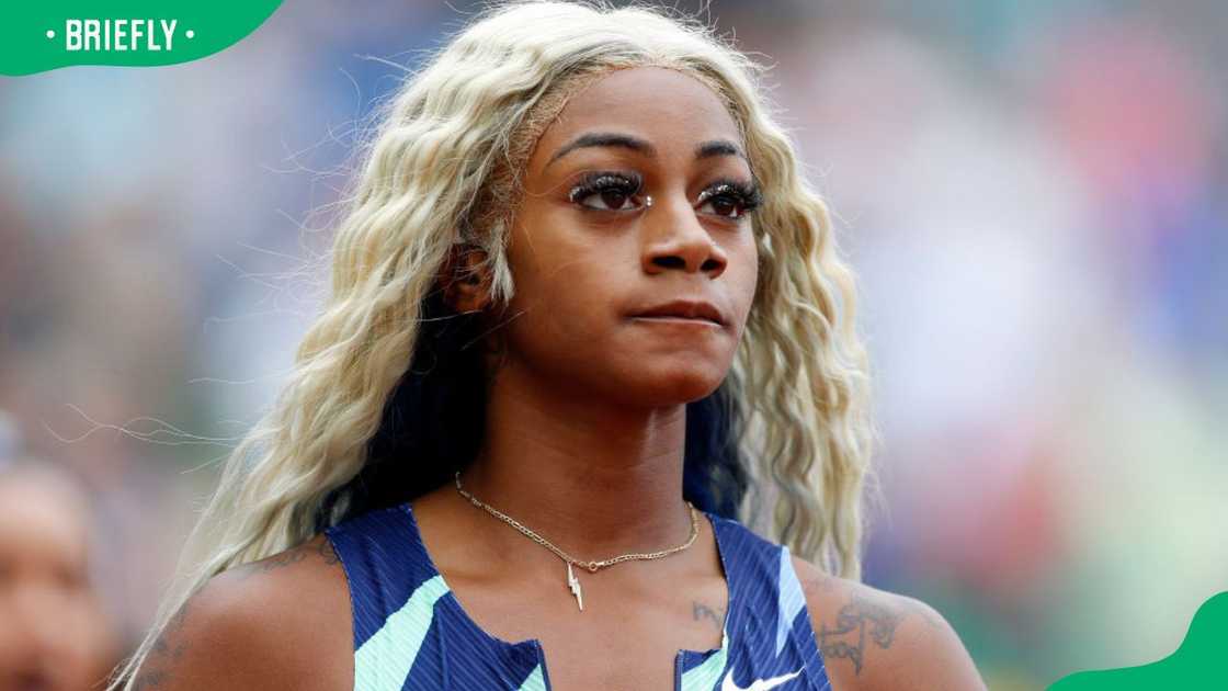 American athlete Sha’Carri Richardson at the 2021 Wanda Diamond League Prefontaine Classic American athlete Sha’Carri Richardson at the 2021 Wanda Diamond League Prefontaine Classic