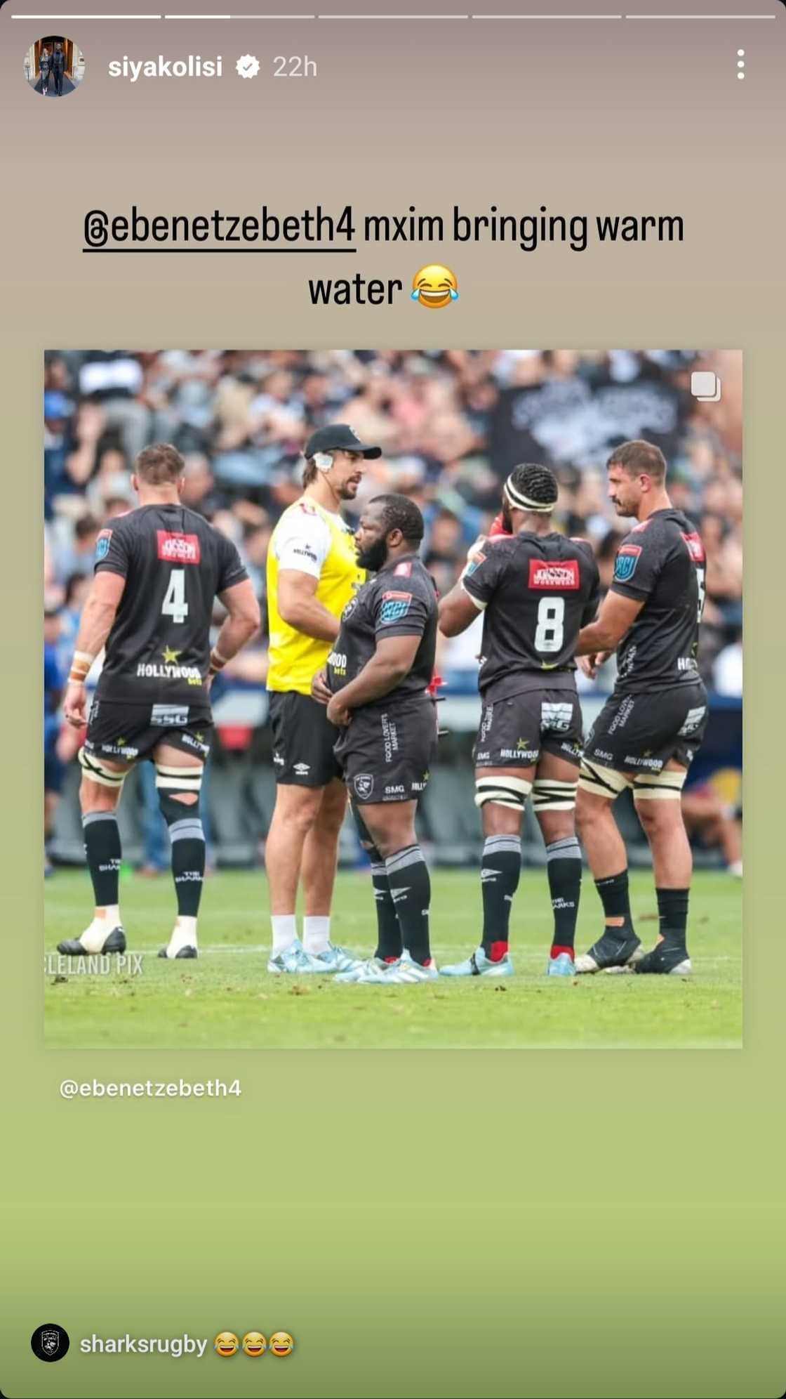 A screenshot of Siya Kolisi's Instagram comment.