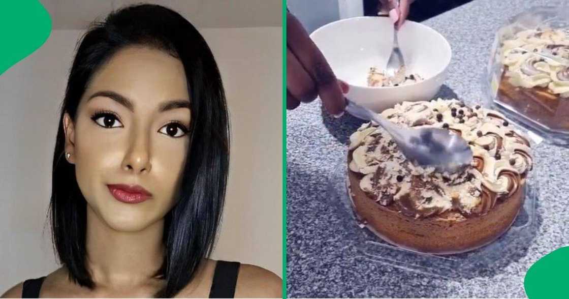 Woman transforms Woolworths cake. Woman transforms Woolworths cake.