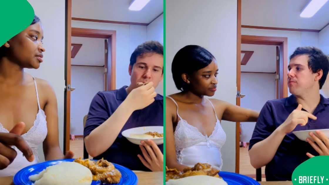 A South African woman abroad treated her boyfriend to maotwana and melalana for the first time A South African woman abroad treated her boyfriend to maotwana and melalana for the first time