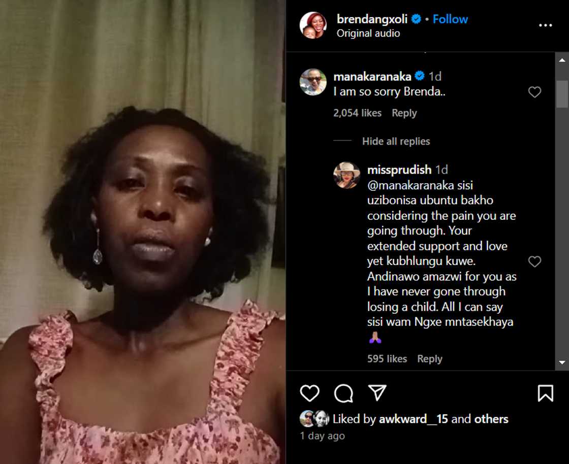 Manaka Ranaka reacted to Brenda's heartbreaking video.