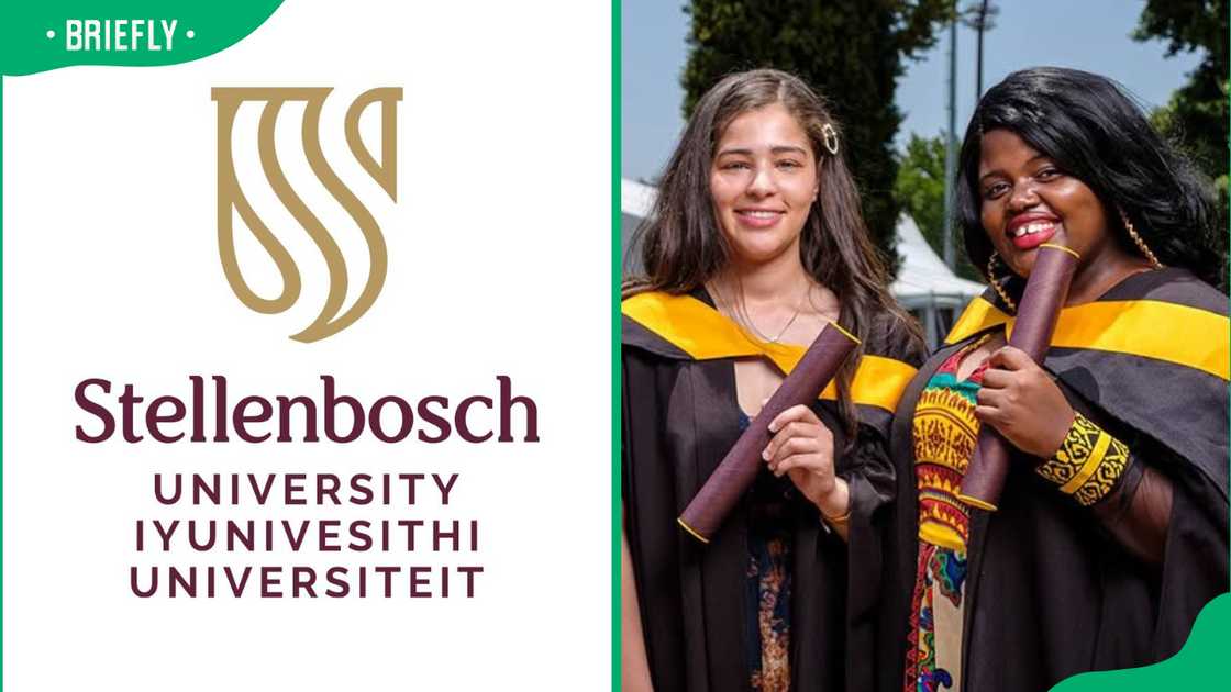 University of Stellenbosch logo and graduates University of Stellenbosch logo and graduates