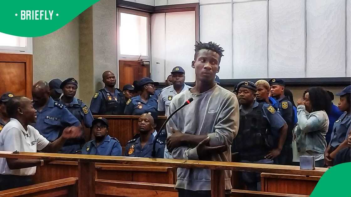 Pethe Simiao appearing in court for the rape and murder of Amantle Samane. Pethe Simiao appearing in court for the rape and murder of Amantle Samane.