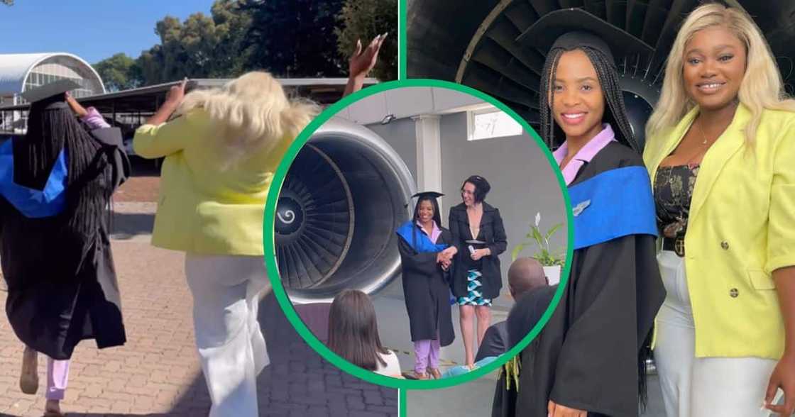 A woman celebrated her best friend's graduation. They met while they were in an orphanage together A woman celebrated her best friend's graduation. They met while they were in an orphanage together