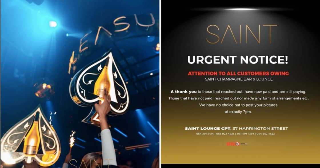 Saint Club in Cape Town names and shames customers owing them money Saint Club in Cape Town names and shames customers owing them money