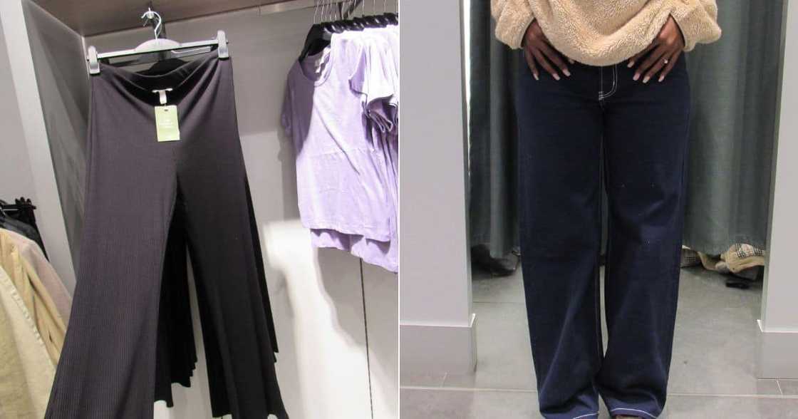 H&M flare leggings next to wide legged jeans H&M flare leggings next to wide legged jeans