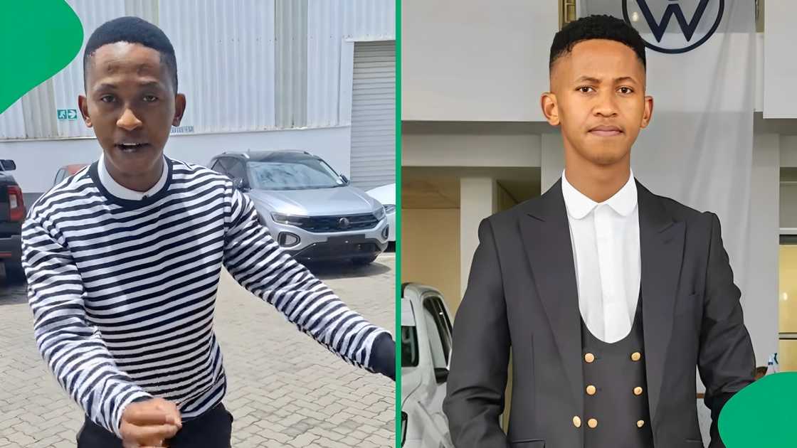 A car salesman made fun of a pedestrian couple A car salesman made fun of a pedestrian couple