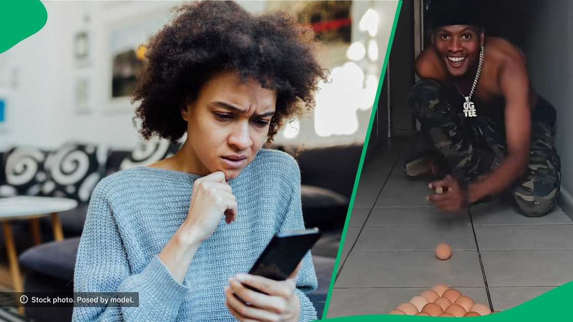 People reacted to a man using eggs to play pool. People reacted to a man using eggs to play pool.