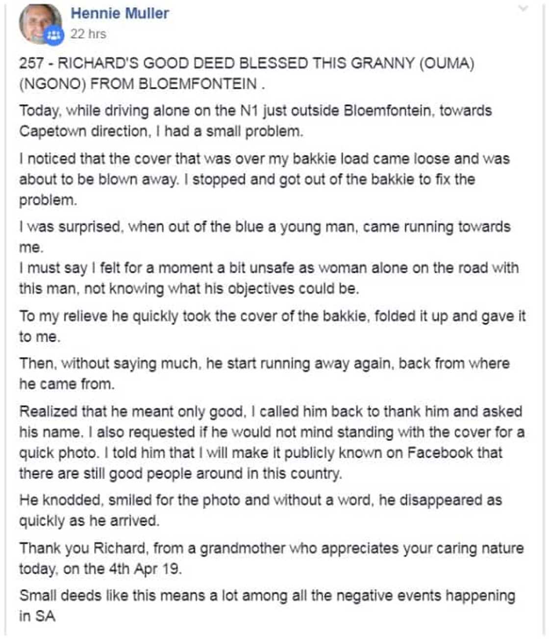 Gogo goes gaga as Good Samaritan goes the extra mile to assist Gogo goes gaga as Good Samaritan goes the extra mile to assist