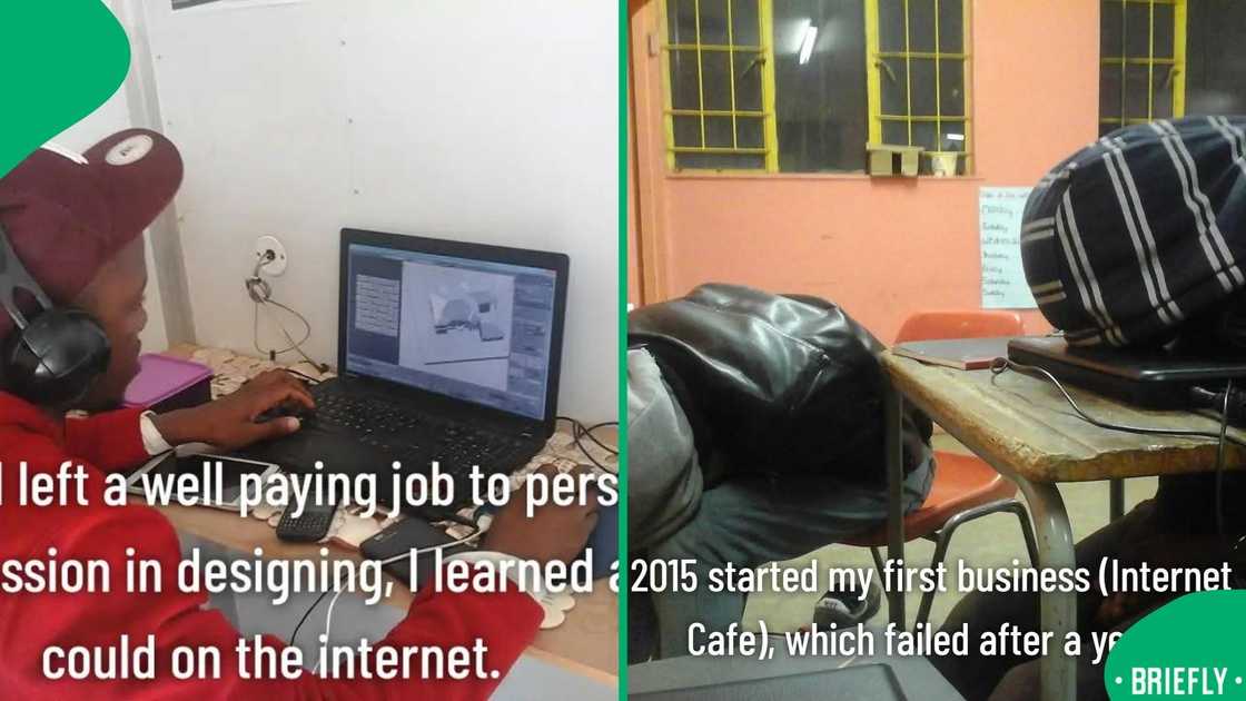 On the right, he shared that he started his first business in 2015 On the right, he shared that he started his first business in 2015