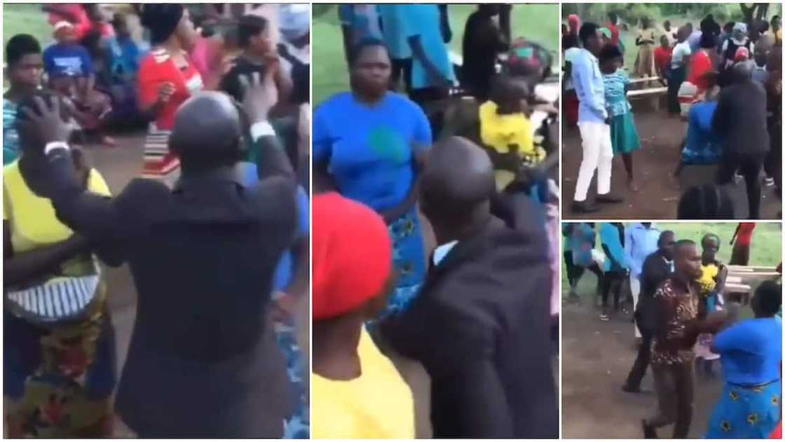 The woman wouldn’t let him to touch her head.