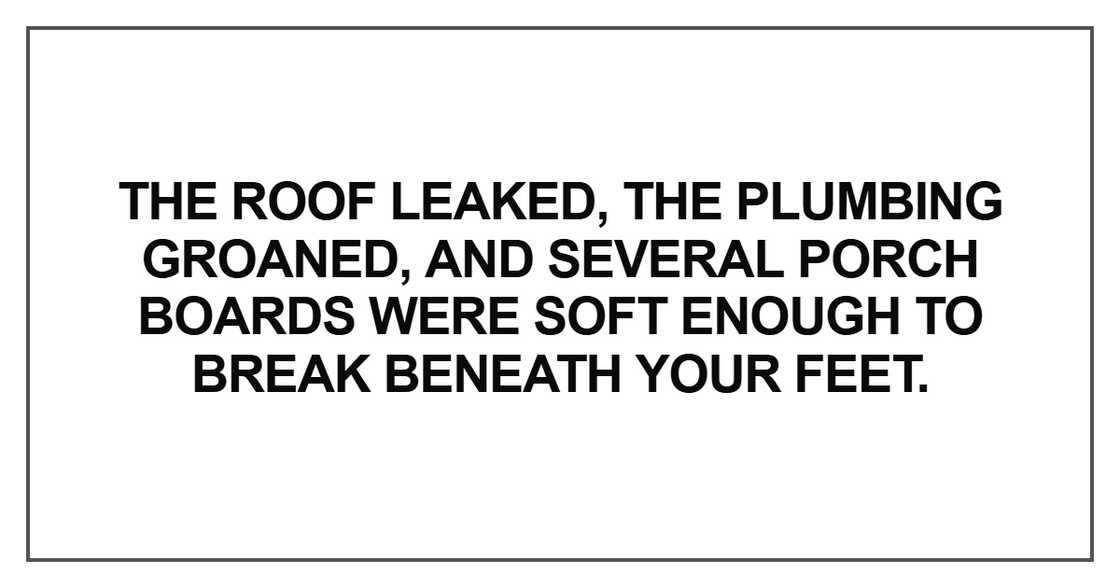 The roof leaked, the plumbing groaned