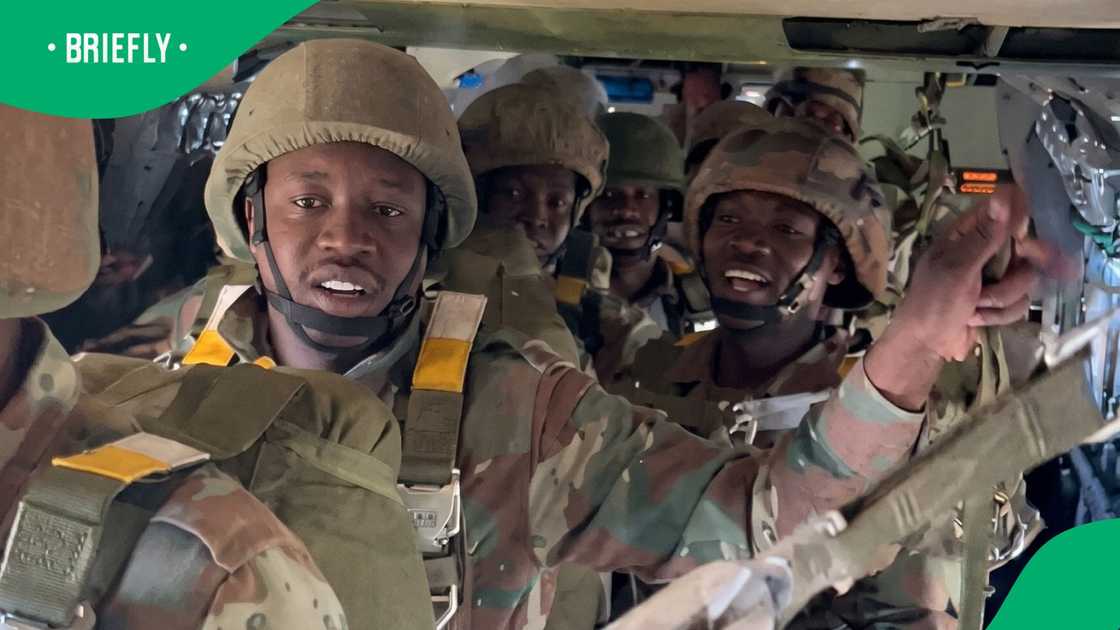 SANDF troops leap from aircraft SANDF troops leap from aircraft