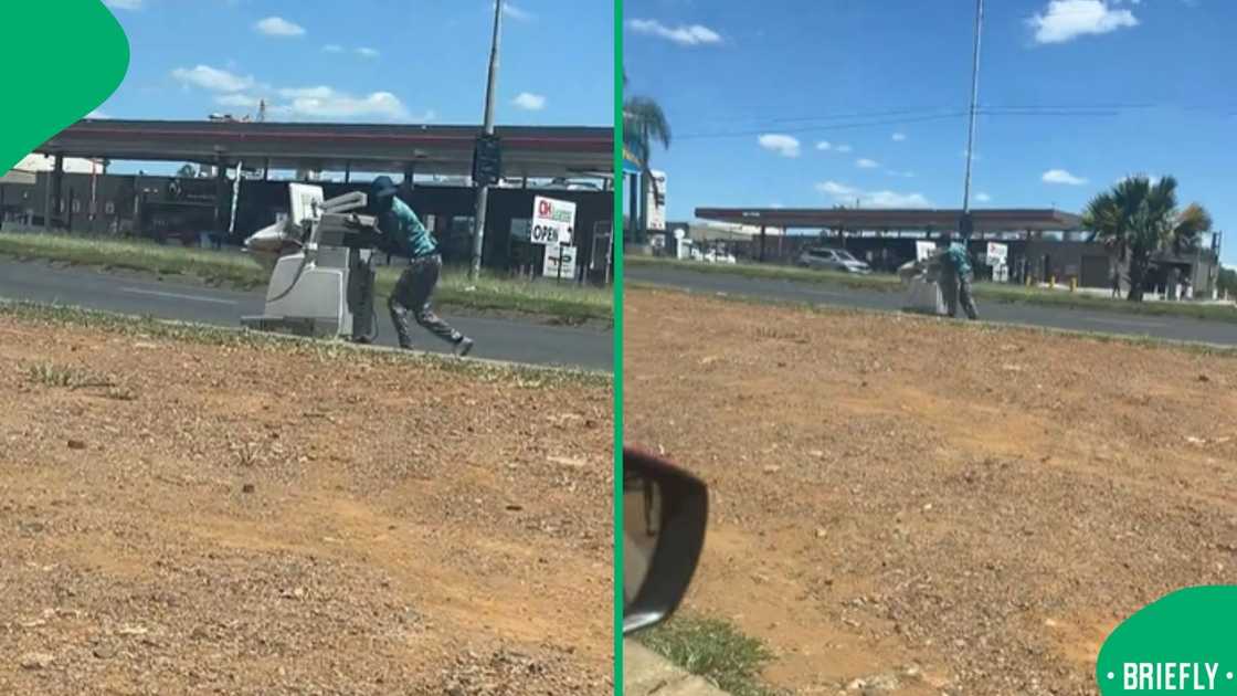 The visual on the right showed someone taking a video of the phara on the road