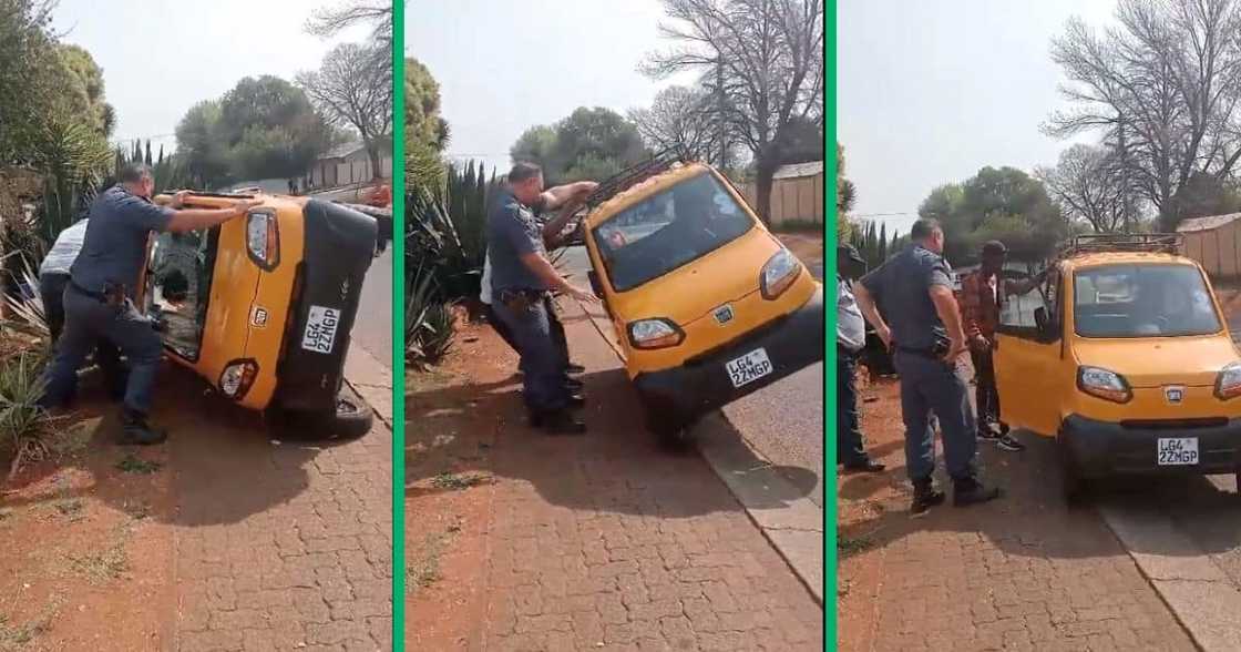 Cops help men push Bajaj