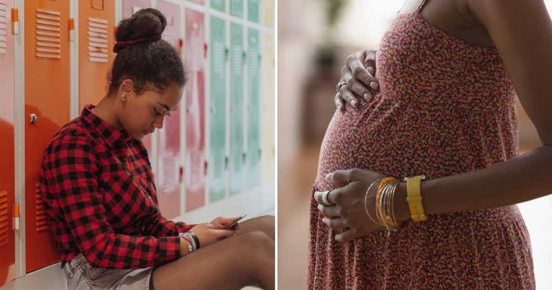 School girl and pregnant stomach School girl and pregnant stomach