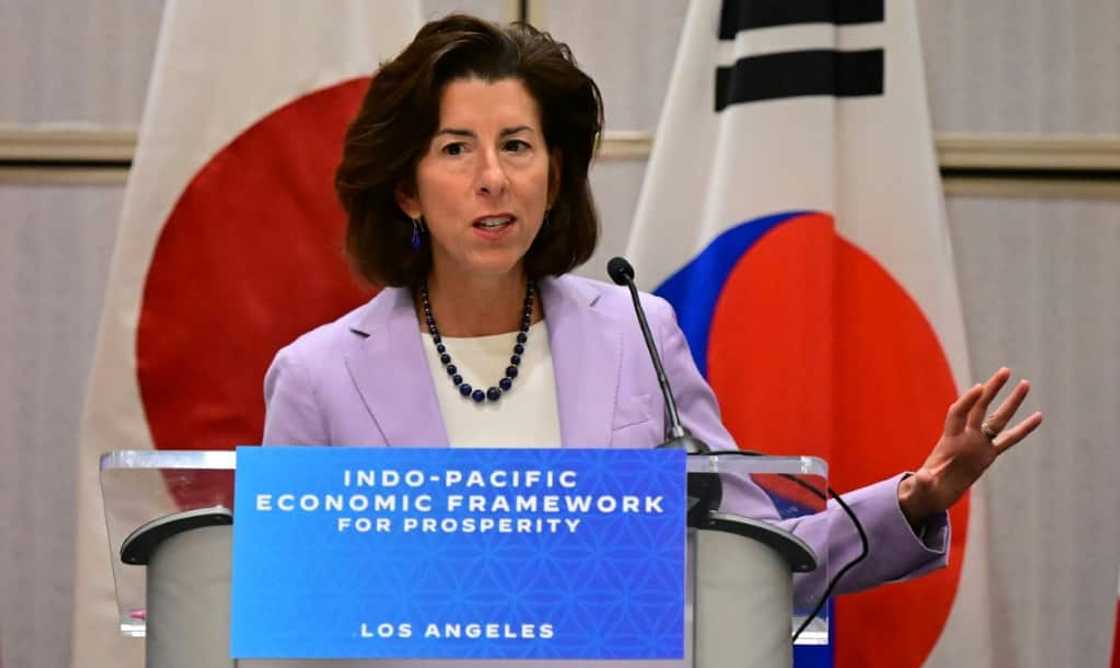 US Commerce Secretary Gina Raimondo addresses the Indo-Pacific Economic Ministerial forum in Los Angeles, where regional dignitaries addressed trade and the growing influence of China US Commerce Secretary Gina Raimondo addresses the Indo-Pacific Economic Ministerial forum in Los Angeles, where regional dignitaries addressed trade and the growing influence of China
