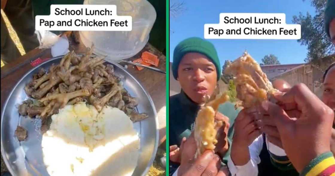 A high school crew ate pap and chicken feet for lunch A high school crew ate pap and chicken feet for lunch