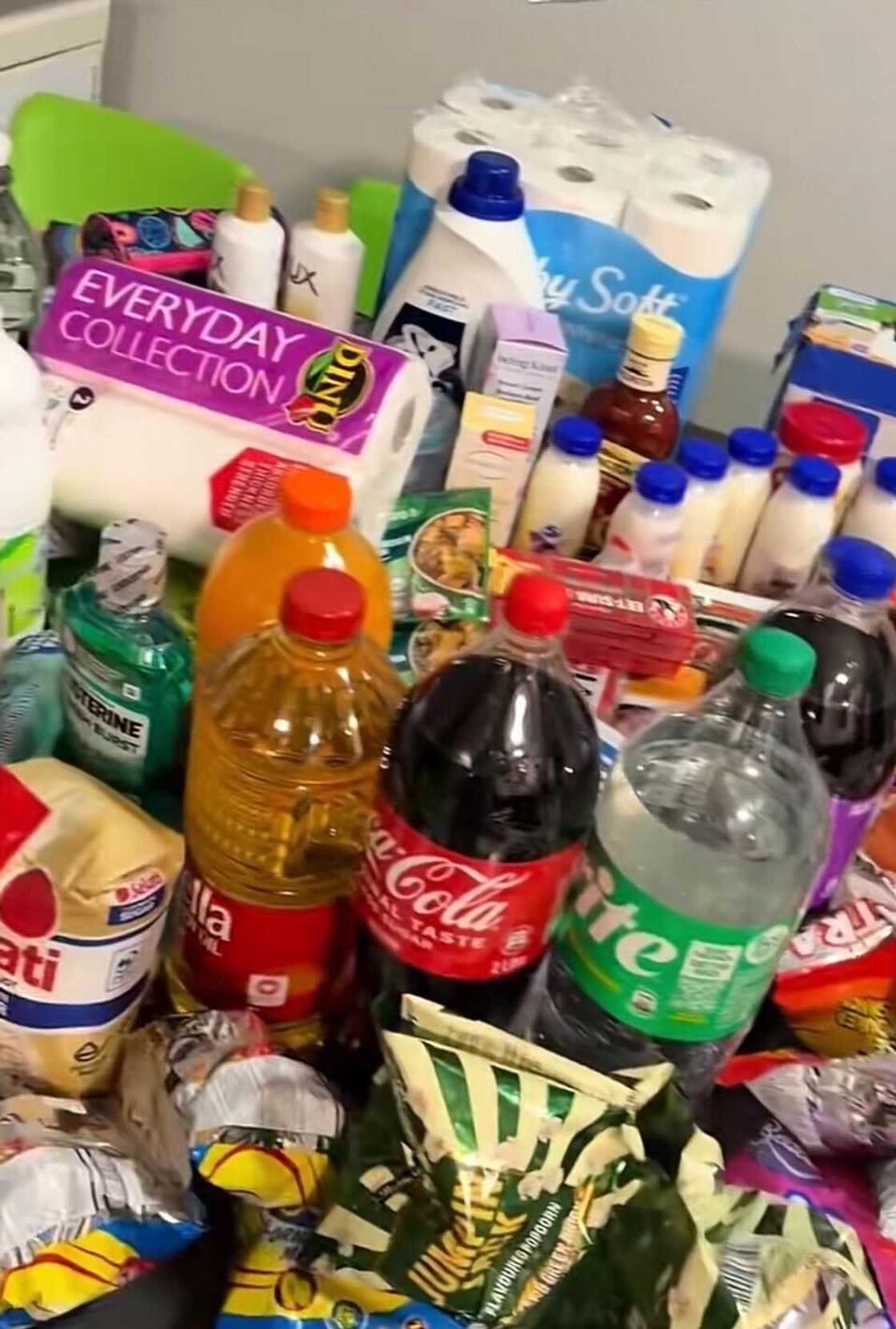 A student’s grocery haul was showcased in a TikTok video.