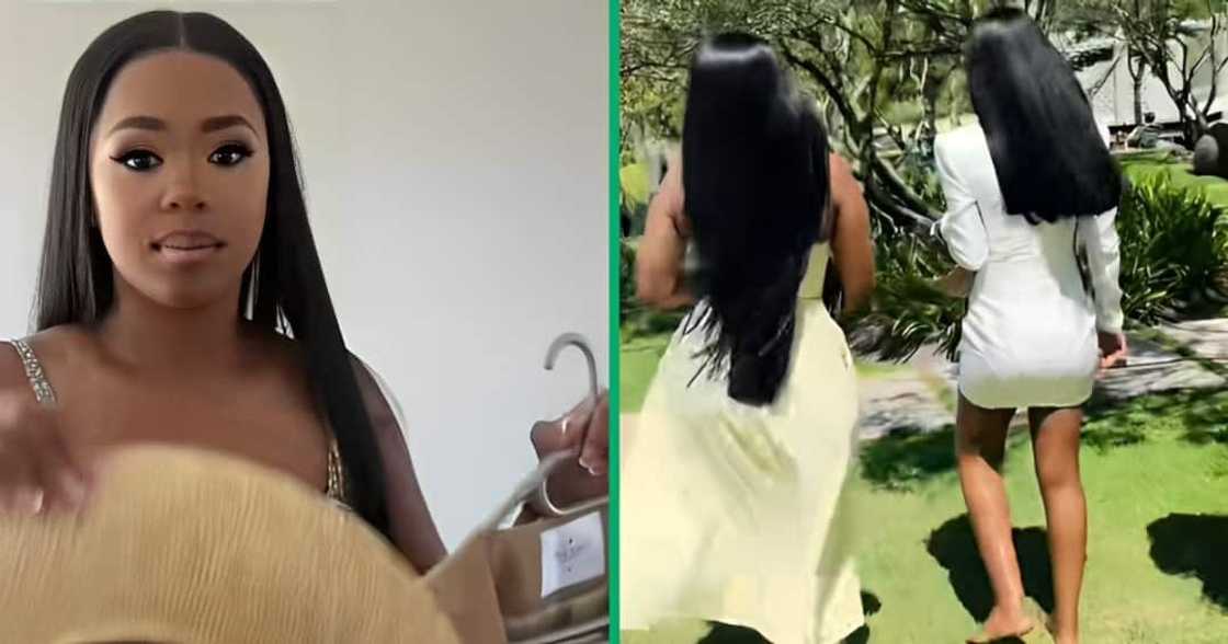A TikTok video showcases a group of women flaunting their wigs. A TikTok video showcases a group of women flaunting their wigs.