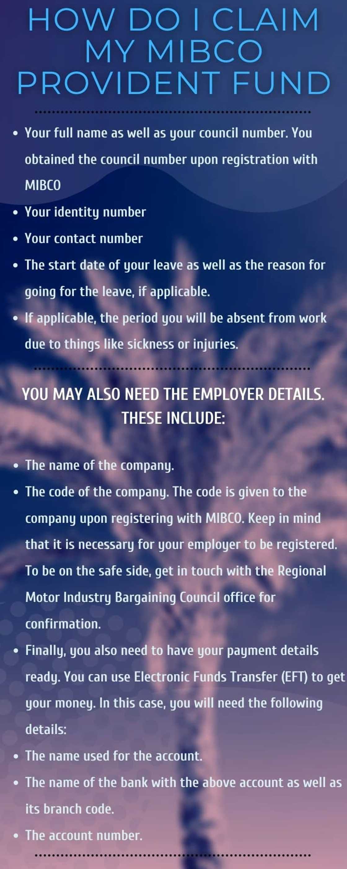 How do I claim my MIBCO provident fund How do I claim my MIBCO provident fund