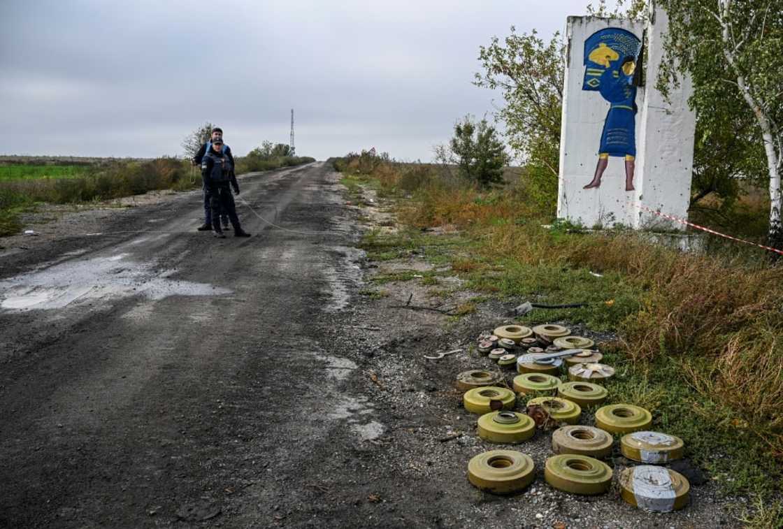 Retrieved and disarmed anti-tank mines collected near Izyum Retrieved and disarmed anti-tank mines collected near Izyum