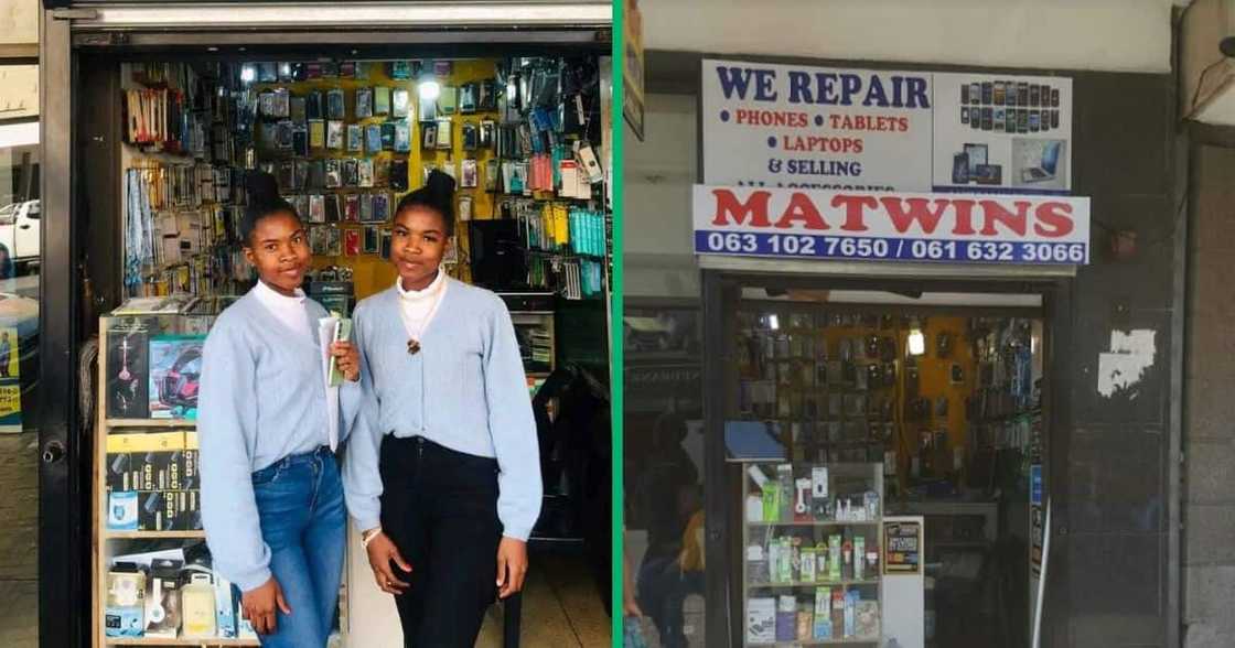 Twin sisters open up a shop that repairs cellphones. Twin sisters open up a shop that repairs cellphones.
