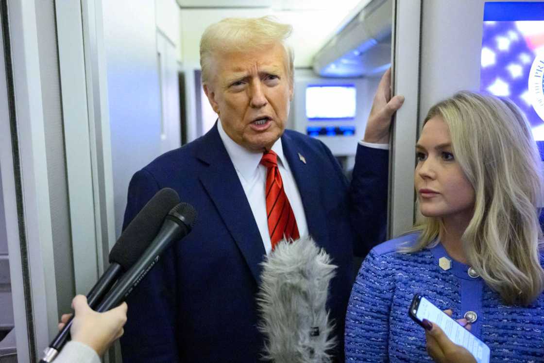 Donald Trump and Karoline Leavitt on Air Force One Donald Trump and Karoline Leavitt on Air Force One