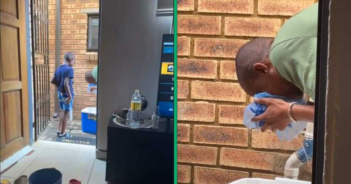 Man tries to freshen up after partying Man tries to freshen up after partying