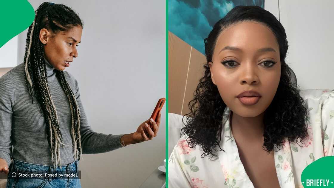 A woman from Midrand showed her blue tap water. A woman from Midrand showed her blue tap water.