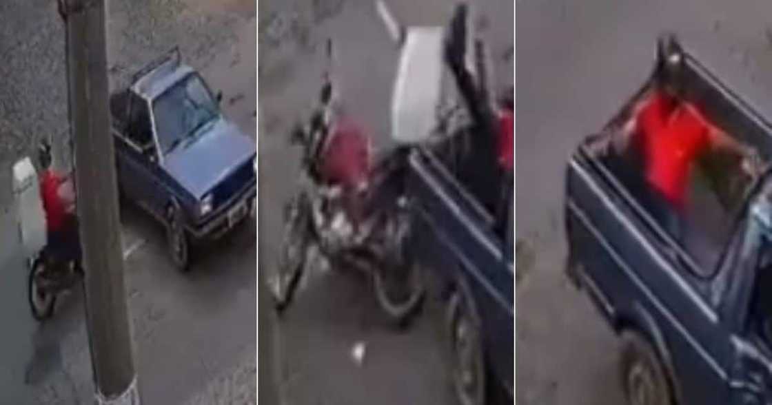 Hebanna: Delivery, Man Gets, Lift on Bakkie, After Crashing, Into It With Bike Hebanna: Delivery, Man Gets, Lift on Bakkie, After Crashing, Into It With Bike