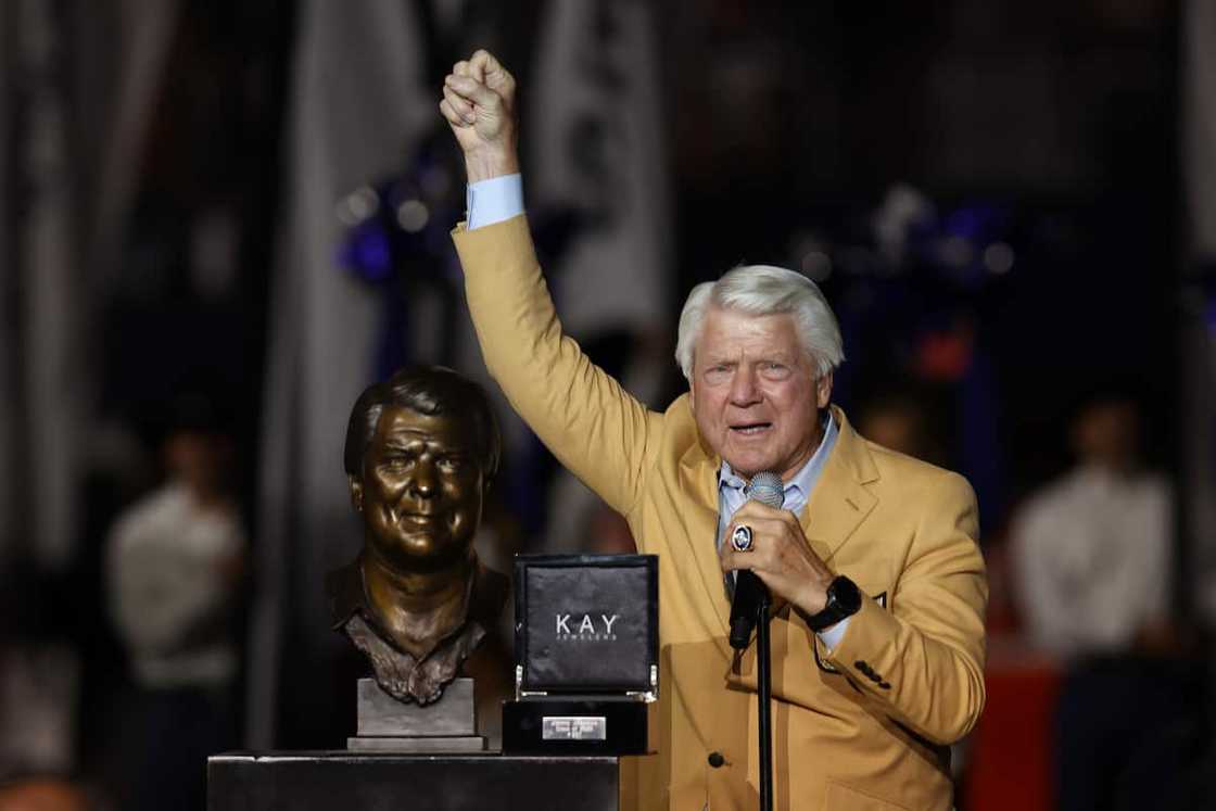 Jimmy Johnson celebrates receiving his Hall of Fame ring at halftime Jimmy Johnson celebrates receiving his Hall of Fame ring at halftime