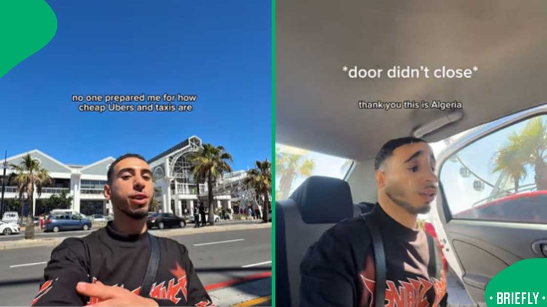 A Cape Town street scene showed him getting into an Uber, tying into the debate about local transport costs A Cape Town street scene showed him getting into an Uber, tying into the debate about local transport costs