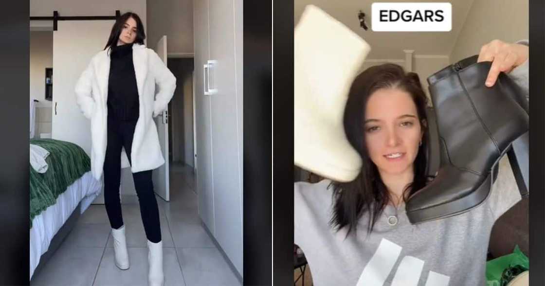 Woman shops at Edgars, Jet, Mr Price for winter deals