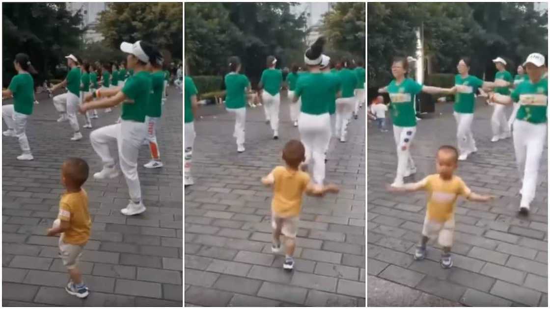 Young boy memorises dance moves, peforms well alongside adult during choreography Young boy memorises dance moves, peforms well alongside adult during choreography