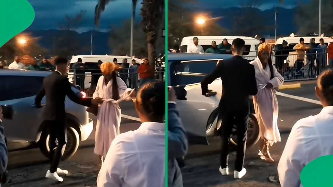 A TikTok video shows a Grade 12 pupil arriving in a robe for her matric dance. A TikTok video shows a Grade 12 pupil arriving in a robe for her matric dance.