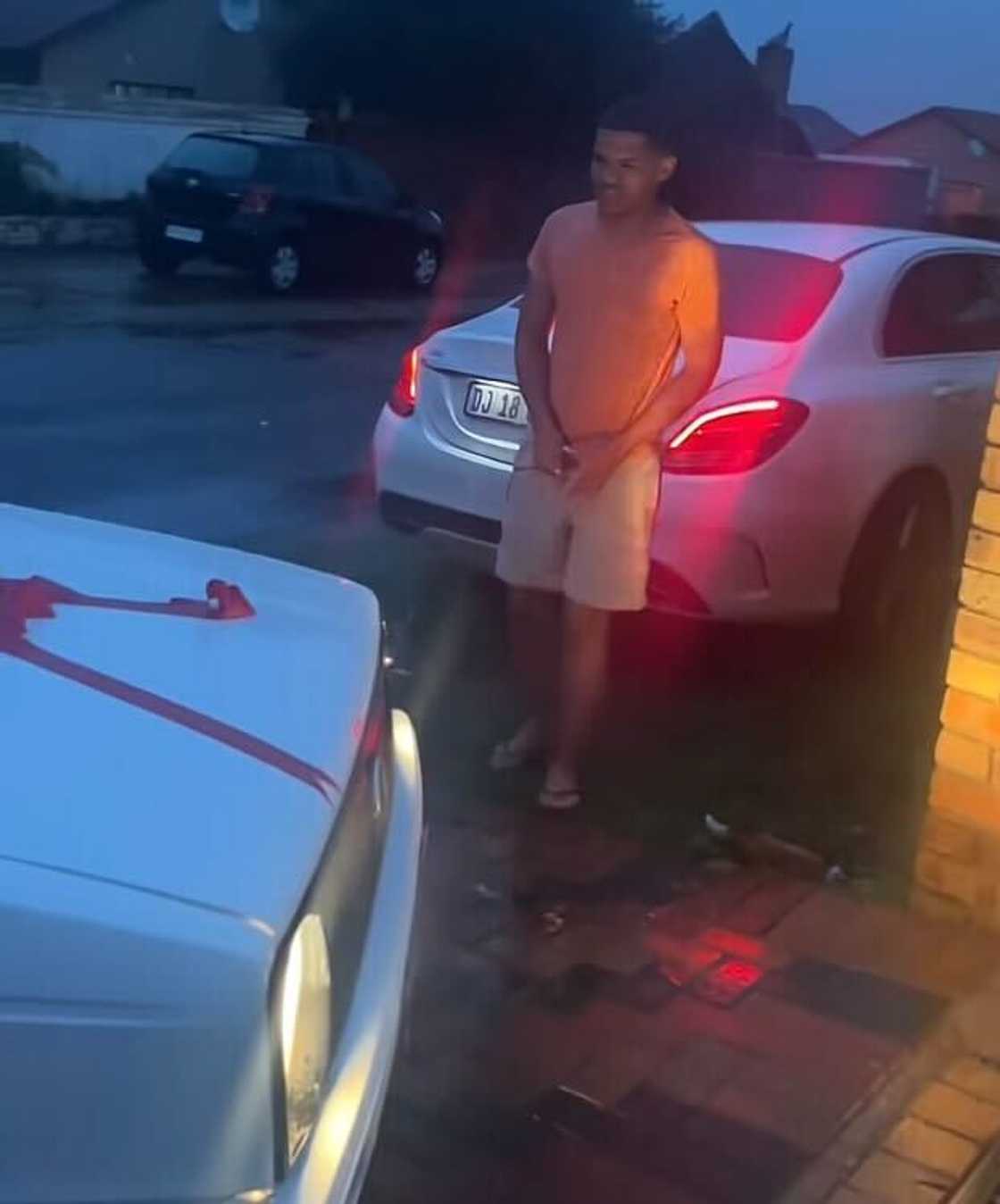 A Grade 12 learner, accompanied by a loved one, received a car after his matric exams. A Grade 12 learner, accompanied by a loved one, received a car after his matric exams.