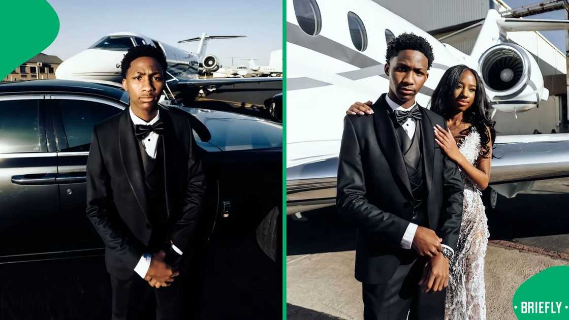 A Grade 12 pupil shocked online users with his private jet entrance at matric dance. A Grade 12 pupil shocked online users with his private jet entrance at matric dance.