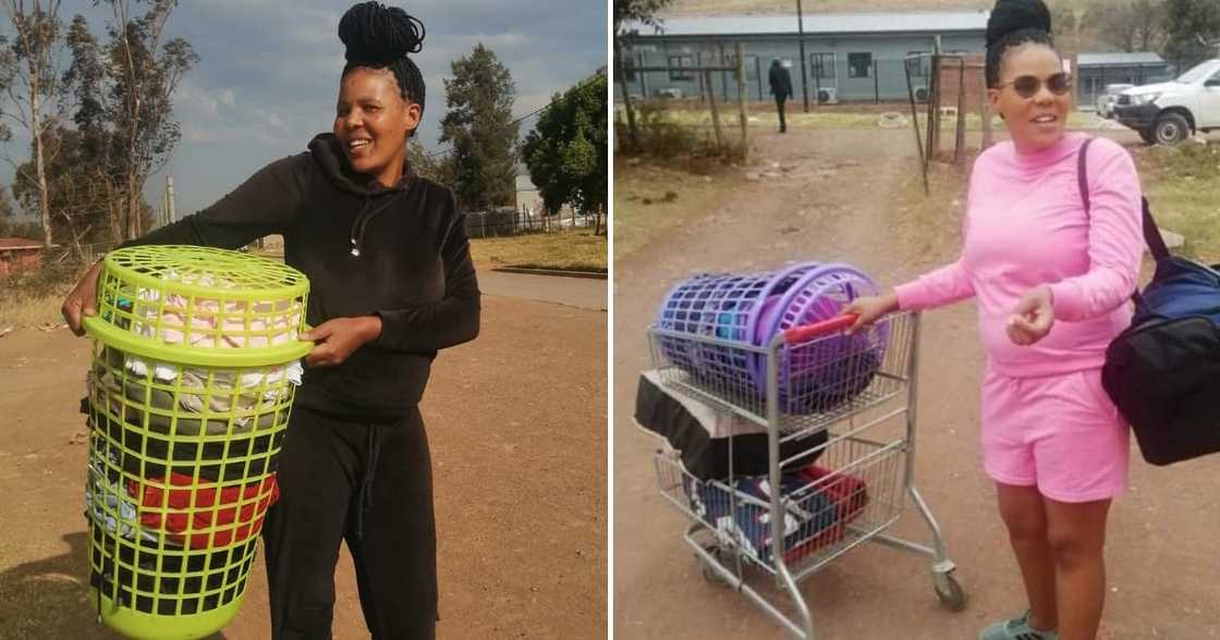 A lady from Eastern Cape is working hard to make ends meet for her family, washing clothing for money A lady from Eastern Cape is working hard to make ends meet for her family, washing clothing for money