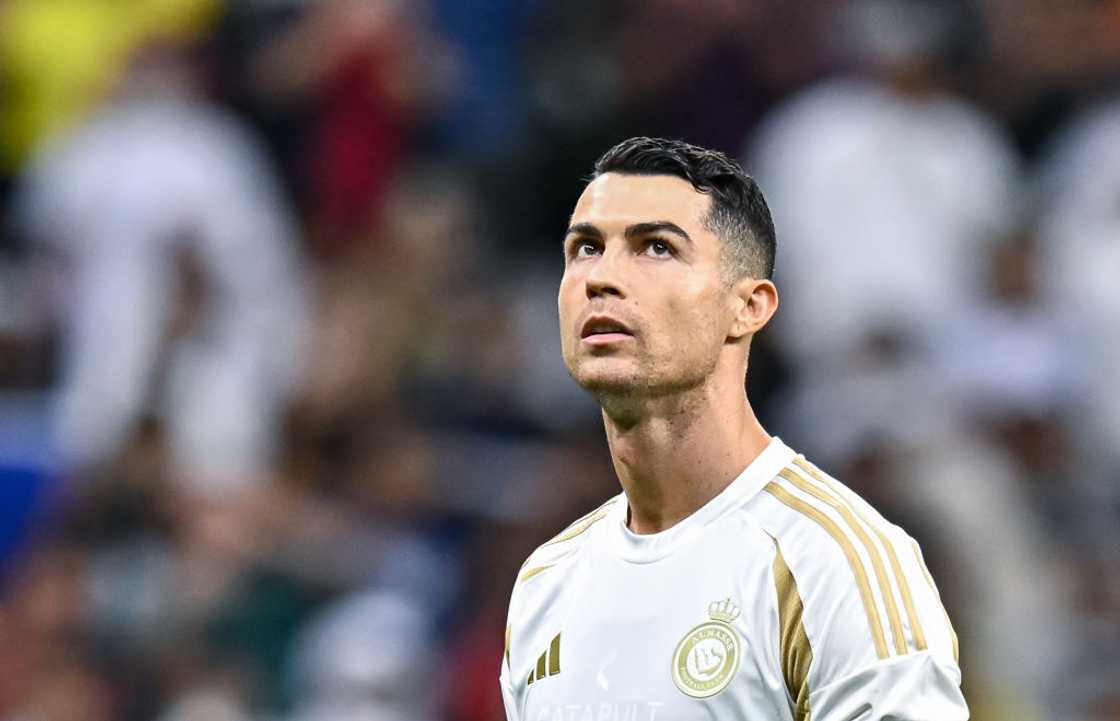 Cristiano Ronaldo of Al Nassr FC reacts during a match Cristiano Ronaldo of Al Nassr FC reacts during a match